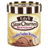 Slow Churned Light Double Fudge Brownie Ice Cream Food Product Image