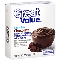 Great Value Pudding & Pie Filling Sugar Free Chocolate Reduced Calorie Instant Food Product Image