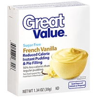 Great Value Pudding & Pie Filling Sugar Free French Vanilla Reduced Calorie Food Product Image