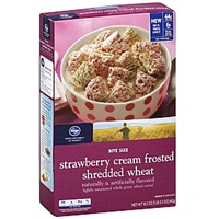 Kroger Cereal Shredded Wheat, Strawberry Cream Frosted, Bite Size