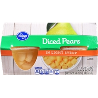 Kroger Fruit Snack Bowls - Diced Pears in Light Syrup Product Image