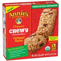 Annie's Homegrown Organic Chewy Granola Bars Oatmeal Raisin Food Product Image