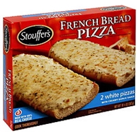 Lean Cuisine Pizza French Bread, White With Creamy Garlic Sauce. Food Product Image