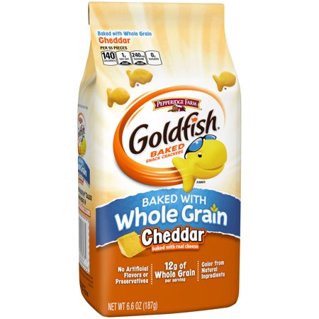 Pepperidge Farm Goldfish Baked Snack Crackers Whole Grain Cheddar Food Product Image