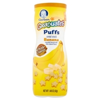 Gerber Graduates Puffs Cereal Snack Banana Packaging Image