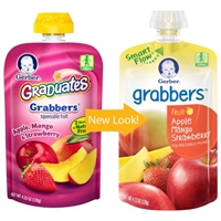 Gerber Graduates Grabbers Sqeezable Fruit Apple, Mango & Strawberry Food Product Image