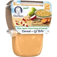 Gerber 3rd Foods Pear, Apple, Sweet Potato & Oatmeal Cereal with Lil' Bits, 5 oz, 2 ct