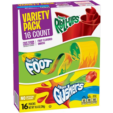 Fruit Roll-Ups/Fruit By The Foot/Fruit Gushers Variety Pack Fruit Fusion Flavors  - 16 PK Food Product Image