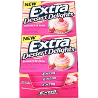 Extra Chewing Gum Dessert Delights Raspberry Vanilla Cupcake Sugarfree 15 Piece Food Product Image