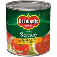 Del Monte Tomato Sauce With The Flavors Of Basil Garlic & Oregano Food Product Image