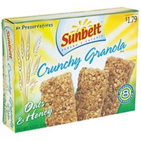 Sunbelt Snacks & Cereals Crunchy Granola Bars Oats & Honey, Pre-Priced Food Product Image
