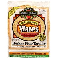 Tumaro's Gourmet Tortillas Healthy Flour Tortillas Chipotle Chili & Peppers Food Product Image
