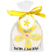 Boston Warehouse Cookies Iced Sugar Cookie Decorated With Yellow Frosting White Rabbit Butterfly Easter Egg Flower Food Product Image