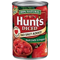 Hunt's Tomatoes 100% Natural Diced Basil, Carlic & Oregano No Salt Added Food Product Image