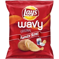 Lay's Wavy Potato Chips Original Family Size Food Product Image
