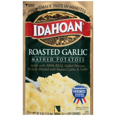 Idahoan Roasted Garlic Mashed Potatoes Packaging Image
