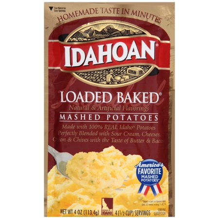 Idahoan Loaded Baked Flavored Mashed Potatoes Packaging Image