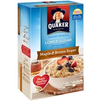 Quaker Instant Oatmeal Lower Sugar Maple & Brown Sugar Flavor Packets Packaging Image