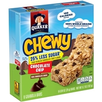 Quaker Chewy 25% Less Sugar Chocolate Chip Granola Bars - 8 Ct Food Product Image