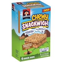 Quaker Chewy Snackwich Peanut Butter & Chocolate Chips Snack Bars 6-1.41 oz. Box Product Image