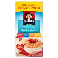 Quaker Oatmeal Instant Oatmeal Fruit & Cream Variety Pack Food Product Image