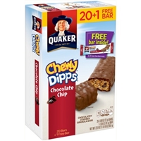 Quaker Chewy Dipps Chocolate Chip Granola Bars 21 ct Box Allergy and ...