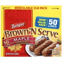 Banquet Brown 'N Serve Fully Cooked Sausage Links Maple - 50 CT Product Image