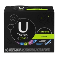 U Kotex Super Unscented Plastic Tampons - 18 Ct