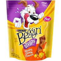 Purina Beggin' Strips Bacon & Cheese Flavors Dog Snacks Food Product Image