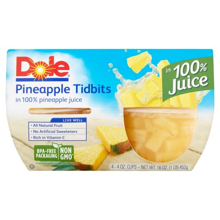 Dole Pineapple Tidbits in 100% Pineapple Juice - 4 CT Food Product Image