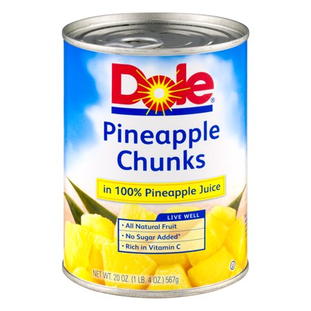 Dole Pineapple Chunks in 100% Pineapple Juice Food Product Image