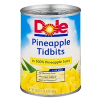 Dole Pineapple Tidbits in 100% Pineapple Juice Food Product Image