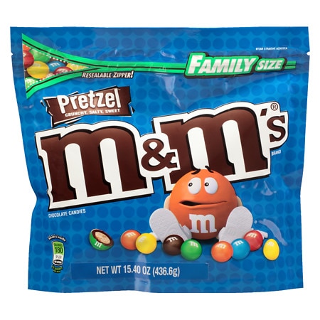 M&M's Pretzel Milk Chocolate Candy, Family Size - 15.4 oz Bag