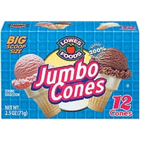 Lowes Foods Ice Cream Cones Jumbo 12 Ct
