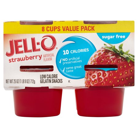 Jell-O Low Calorie Sugar Free Strawberry Gelatin Snacks Food Product Image