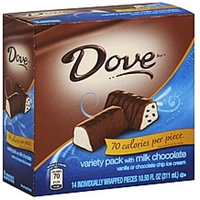 Dove Milk Chocolate 70 Calories Vanilla or Chocolate Chip Ice Cream - 14 CT Food Product Image