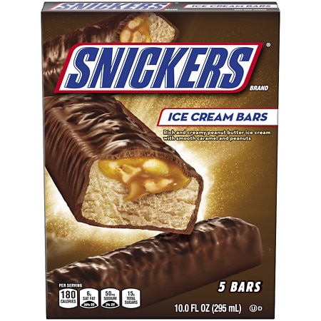 Snickers Ice Cream Bars Vertical Box 5 PK Food Product Image