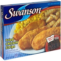 Swanson Fried Chicken Strips Fried Chicken Patties With French Fries, Corn & A Brownie Food Product Image