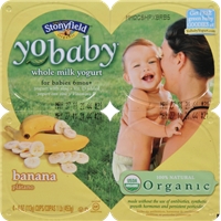 Stonyfield Organic YoBaby Babies 6mos+ Banana Whole Milk Yogurt - 4 PK Product Image