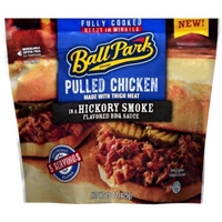 Ball Park Pulled Chicken in a Hickory Smoke Flavored BBQ Sauce 15 oz. Stand Up Bag Food Product Image