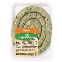 Wegmans Hot Dogs & Sausages Thin Rope Pesto With Feta & Spinach Chicken Sausage Food Product Image