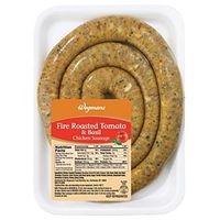 Wegmans Hot Dogs & Sausages Thin Rope Fire Roasted Tomato & Basil Chicken Sausage Food Product Image