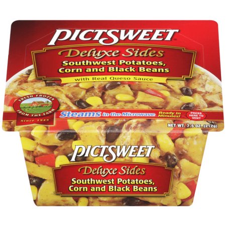Pictsweet Frozen Vegetables Deluxe Sides Southwest Potatoes Corn Black Beans With Real Queso Sauce Food Product Image