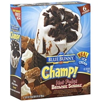 Blue Bunny Ice Cream Cones Hot Fudge Brownie Sundae Food Product Image