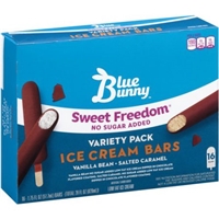Blue Bunny Ice Cream Bars No Sugar Added, Vanilla Bean & Salted Caramel, Variety Pack Food Product Image