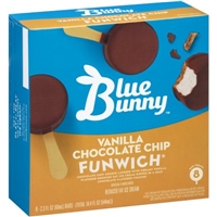 Blue Bunny Vanilla Chocolate Chip Funwich Reduced Fat Ice Cream - 8 CT Product Image