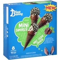 Blue Bunny Mini Swirls Mint Cookie Crunch Mini Cones 8 ct Box Product Image