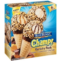 Blue Bunny Ice Cream Cones Reduced Fat Ice Cream, Variety Pack Food Product Image