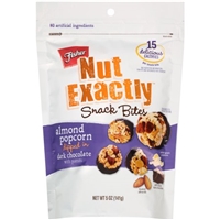 Fisher Nut Exactly Snack Bites Almond Popcorn Dipped in Dark Chocolate with Peanuts Product Image