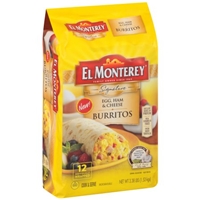 El Monterey Signature Egg, Ham & Cheese Burritos 3.38 lbs. Bag Food Product Image